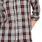 Camisa xadrez feminina Charter Club de algodão, preta, tamanho extragrande