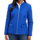 Jaqueta feminina acolchoada com gola mandarim Charter Club, azul, tamanho X-S