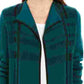 Cardigan feminino xadrez com abertura frontal, verde escuro, tamanho pequeno, Charter Club