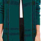 Cardigan feminino xadrez com abertura frontal, verde escuro, tamanho pequeno, Charter Club