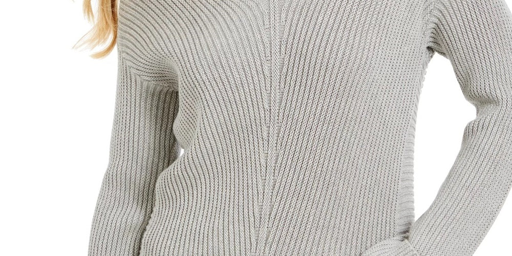 Suéter feminino Charter Club de algodão texturizado com decote em V, cinza, tamanho XX-G