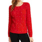 Suéter feminino de tricô com imitação de pérolas Maison Jules, vermelho, tamanho extragrande