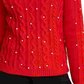 Suéter feminino de tricô com imitação de pérolas Maison Jules, vermelho, tamanho extragrande