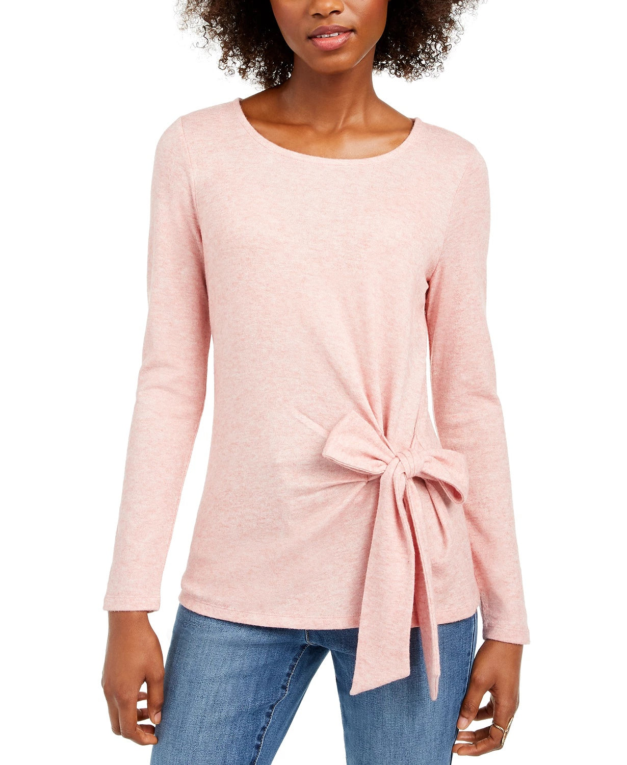 Top feminino com amarração lateral INC International Concepts, rosa, tamanho X-S