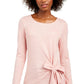 Top feminino com amarração lateral INC International Concepts, rosa, tamanho X-S