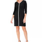 Vestido tubinho com decote em V e decote em V feminino JM Collection, preto, tamanho P