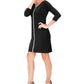 Vestido tubinho com decote em V e decote em V feminino JM Collection, preto, tamanho P