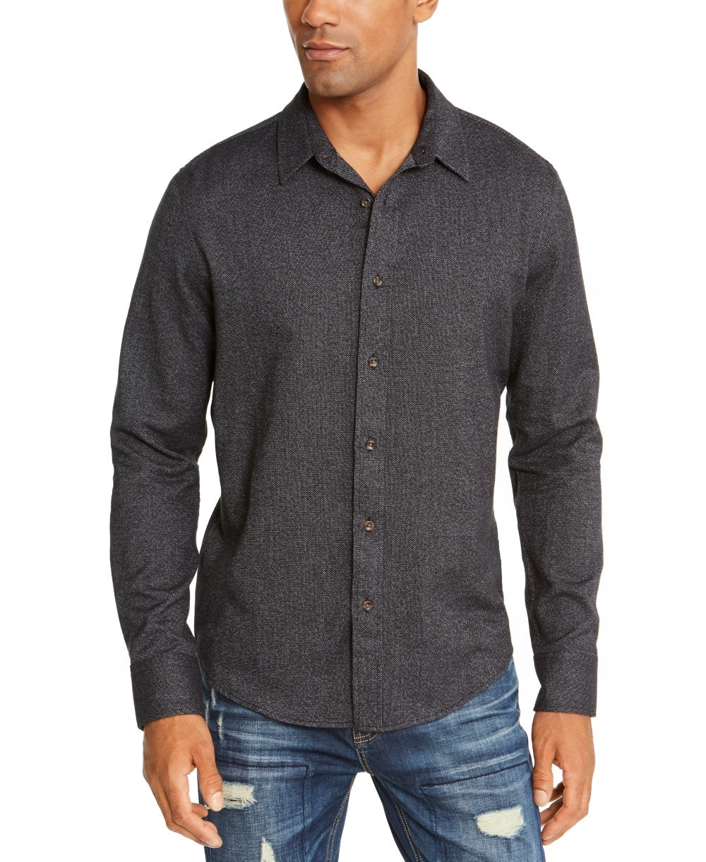 Camisa American Rag Masculina de Sarja Escovada Fosca Regular Fit Preta Tamanho P