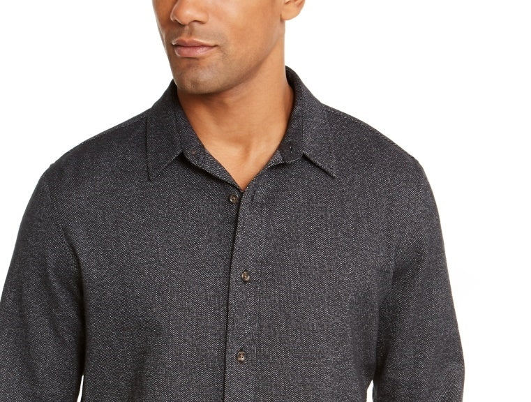 Camisa American Rag Masculina de Sarja Escovada Fosca Regular Fit Preta Tamanho P