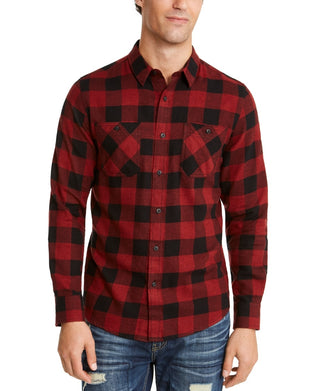 Camisa masculina American Rag grande Austin Check manga comprida vermelha tamanho grande
