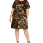 Vestido feminino plus size com lantejoulas e dois tons da INC International Concepts, dourado, tamanho 0X