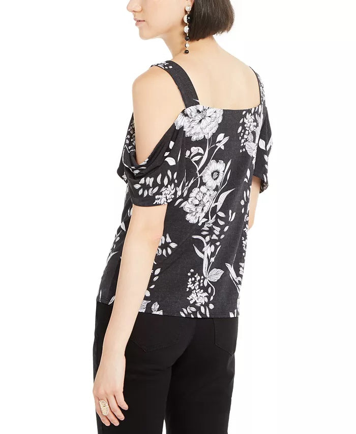 INC International Concepts Top feminino de ombro descoberto, preto, tamanho médio