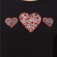 Karen Scott Top Feminino de Algodão com Strass e Coração Preto Tamanho X-S