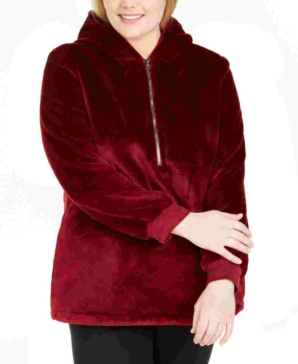 Jaqueta feminina Ideology com zíper, vermelha, tamanho 2X