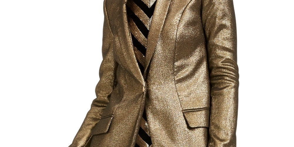 Blazer metálico feminino INC International Concepts, tamanho médio, dourado