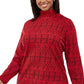 Karen Scott Plus Size Fair Isle Estampado Mock-neck Top Feminino Vermelho Brilhante Tamanho 2X