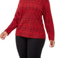 Karen Scott Plus Size Fair Isle Estampado Mock-neck Top Feminino Vermelho Brilhante Tamanho 2X