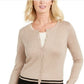 Karen Scott Cardigan Feminino Colorblock Bege Tamanho P