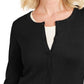 Cardigan feminino Karen Scott Colorblocked, preto, tamanho médio