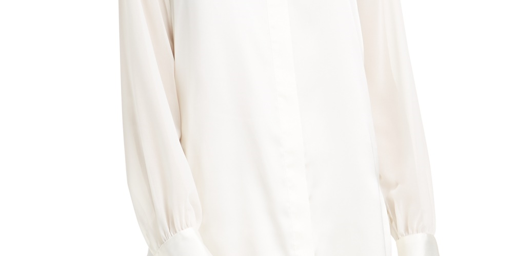 Camisa túnica feminina Alfani com botões, branca, tamanho extragrande