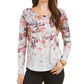 Blusa feminina com estampa floral estilo &amp; co, roxa, tamanho médio