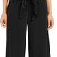 Calça culotte feminina Alfani com amarração frontal, preta, tamanho 12