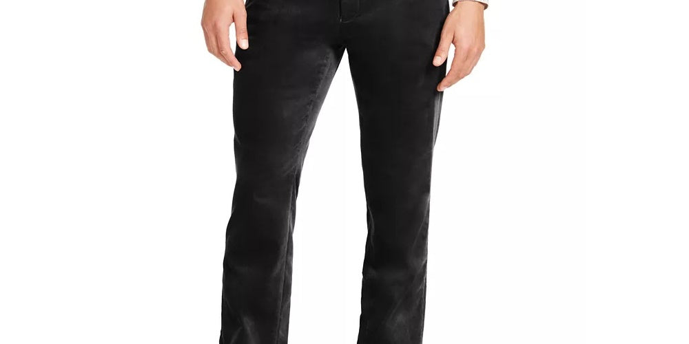 Calça de veludo slim fit grande e alta masculina da INC International Concepts, preta, tamanho 46