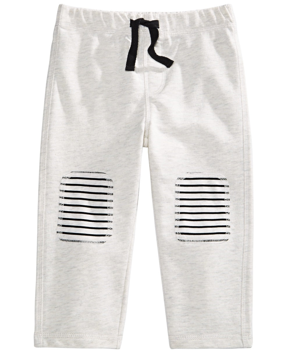 Calça jogger com remendo no joelho para bebês meninos First Impressions, branca, tamanho 18 meses