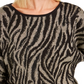 Suéter feminino com estampa de zebra em jacquard da coleção JM, preto, tamanho X-S