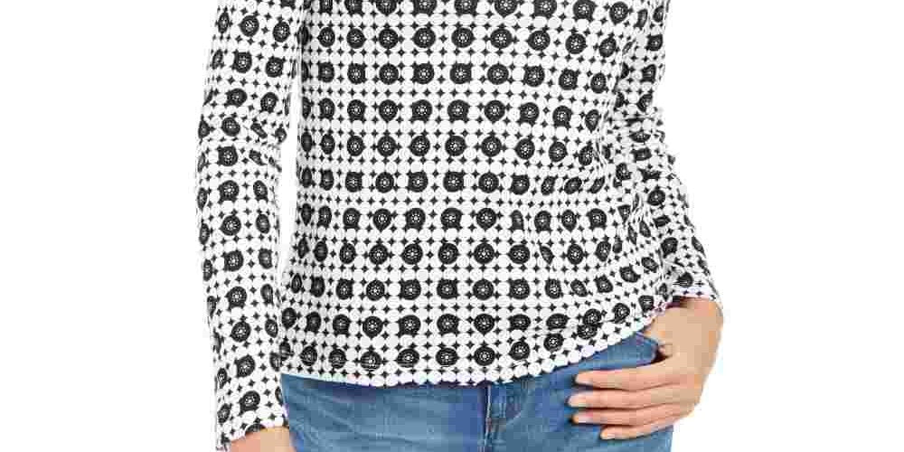 Camiseta feminina estampada de algodão pima Charter Club, branca, tamanho pequeno