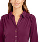Camisa polo feminina de malha Charter Club, roxa, tamanho X-S