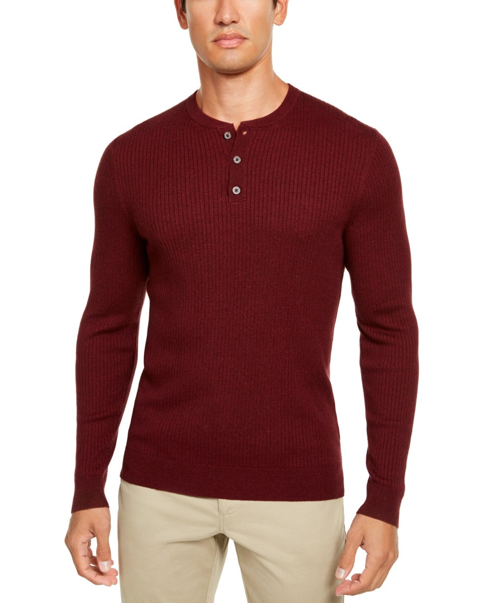 Camisa Henley de Caxemira Masculina Tasso Elba Vinho Tamanho Médio