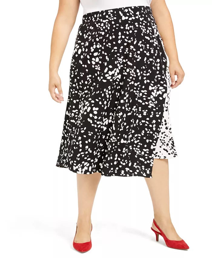 Saia midi estampada plus size feminina Alfani preta tamanho 24W