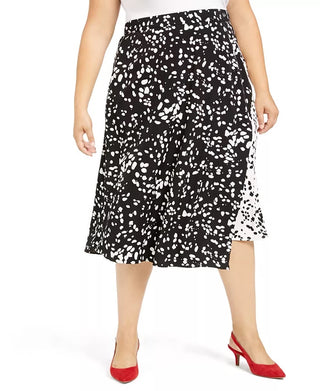 Saia midi estampada plus size feminina Alfani preta tamanho 24W