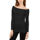 Suéter feminino canelado ombro a ombro da INC International Concepts, preto, tamanho XX-G