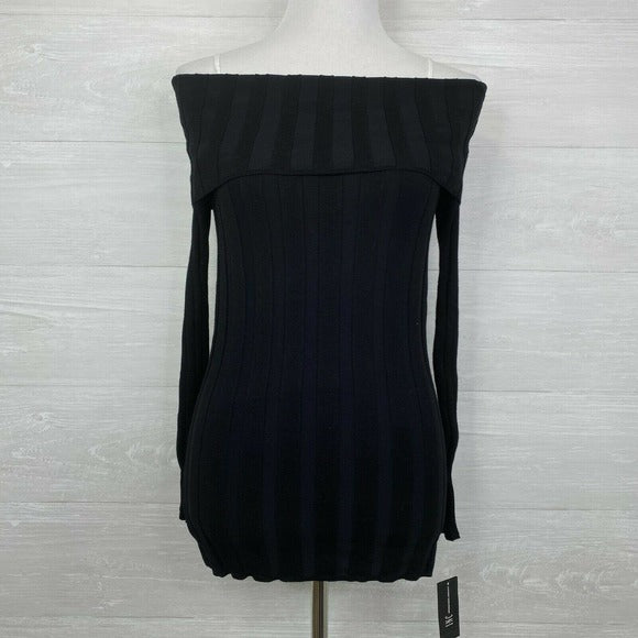 Suéter feminino canelado ombro a ombro da INC International Concepts, preto, tamanho XX-G