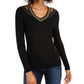 Suéter cravejado feminino INC International Concepts, preto, tamanho médio