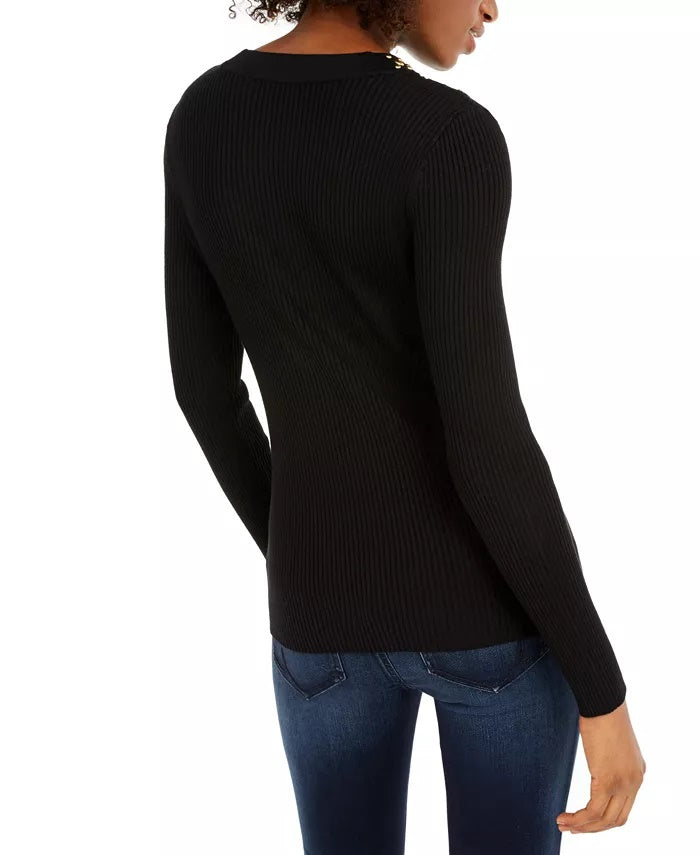 Suéter cravejado feminino INC International Concepts, preto, tamanho médio