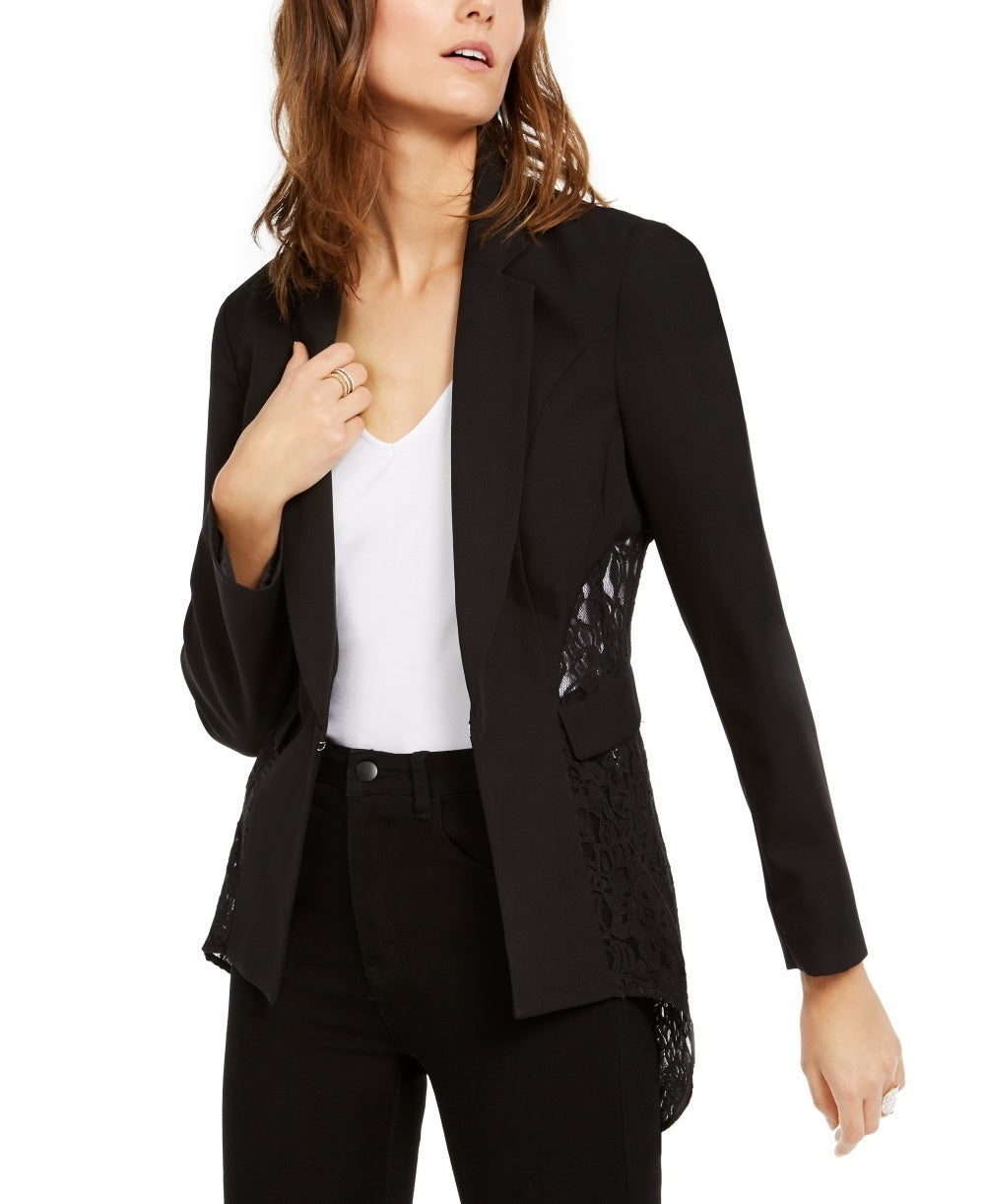 Blazer feminino peplum de renda da INC International Concepts, preto, tamanho pequeno