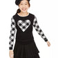 Charter Club Big Girls Buffalo Check Family Sweater Branco Tamanho X-G