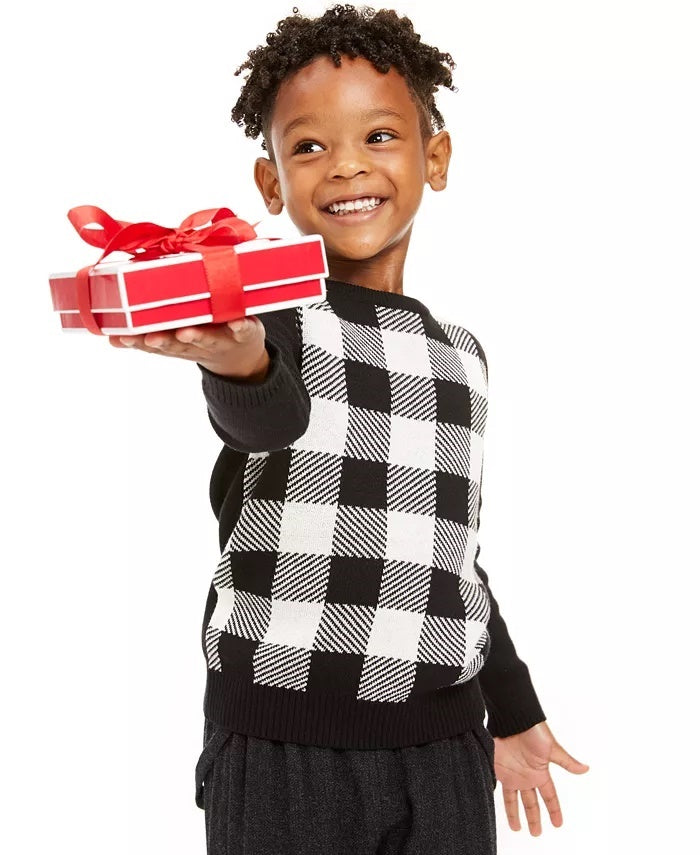 Charter Club Little Boys Buffalo Check Family Sweater Branco Tamanho 4T