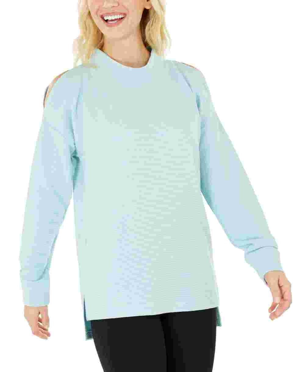 Ideologia Top feminino com ombros descobertos e aberturas, verde, tamanho extragrande