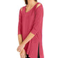 Blusa feminina Alfani com ombros descobertos e assimétrica, vermelha, tamanho médio