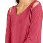 Blusa feminina Alfani com ombros descobertos e assimétrica, vermelha, tamanho médio