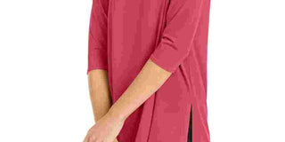 Blusa feminina Alfani com ombros descobertos e assimétrica, vermelha, tamanho médio