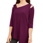 Top Alfani Feminino com Recorte Assimétrico Vinho Tamanho Pequeno Médio