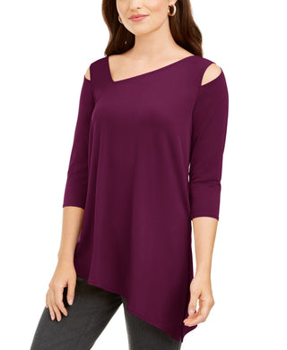 Top Alfani Feminino com Recorte Assimétrico Vinho Tamanho Pequeno Médio