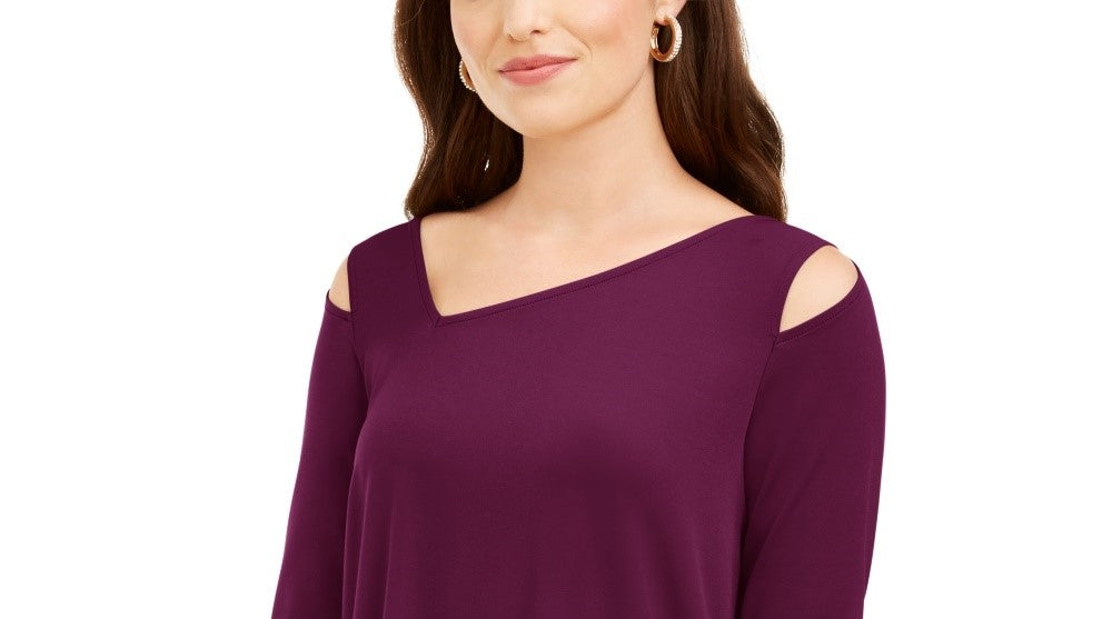 Top Alfani Feminino com Recorte Assimétrico Vinho Tamanho Pequeno Médio