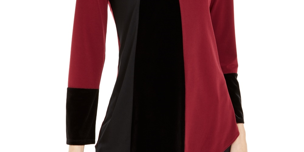 Blusa Alfani Feminina com Barra Assimétrica Colorblock e Tamanho Vinho Petite Small