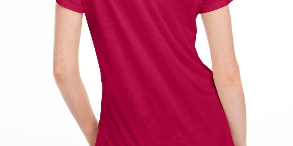 Camiseta feminina lisa com amarração nas costas Maison Jules, vermelha escura, tamanho grande